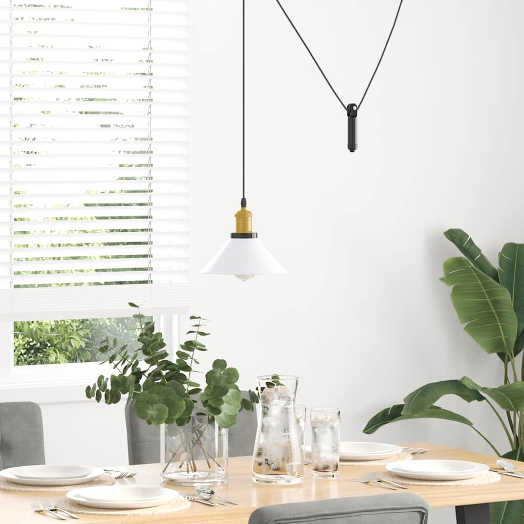 Hanglamp in hoogte verstelbaar E27 Ø22 cm metaal glanzend wit is nu te koop bij PeponiXL, paradijselijk wonen!