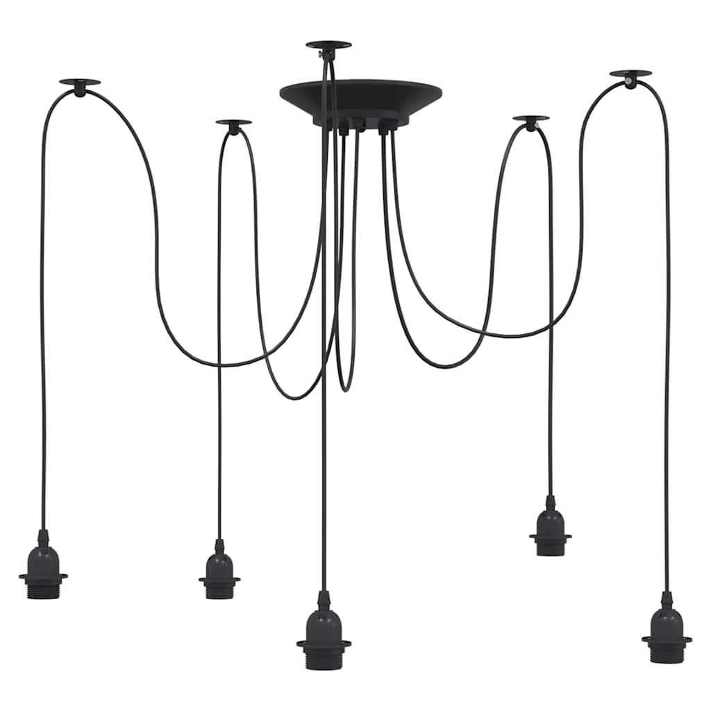 Hanglamp met 5 lamphouders E27 metaal zwart is nu te koop bij PeponiXL, paradijselijk wonen!