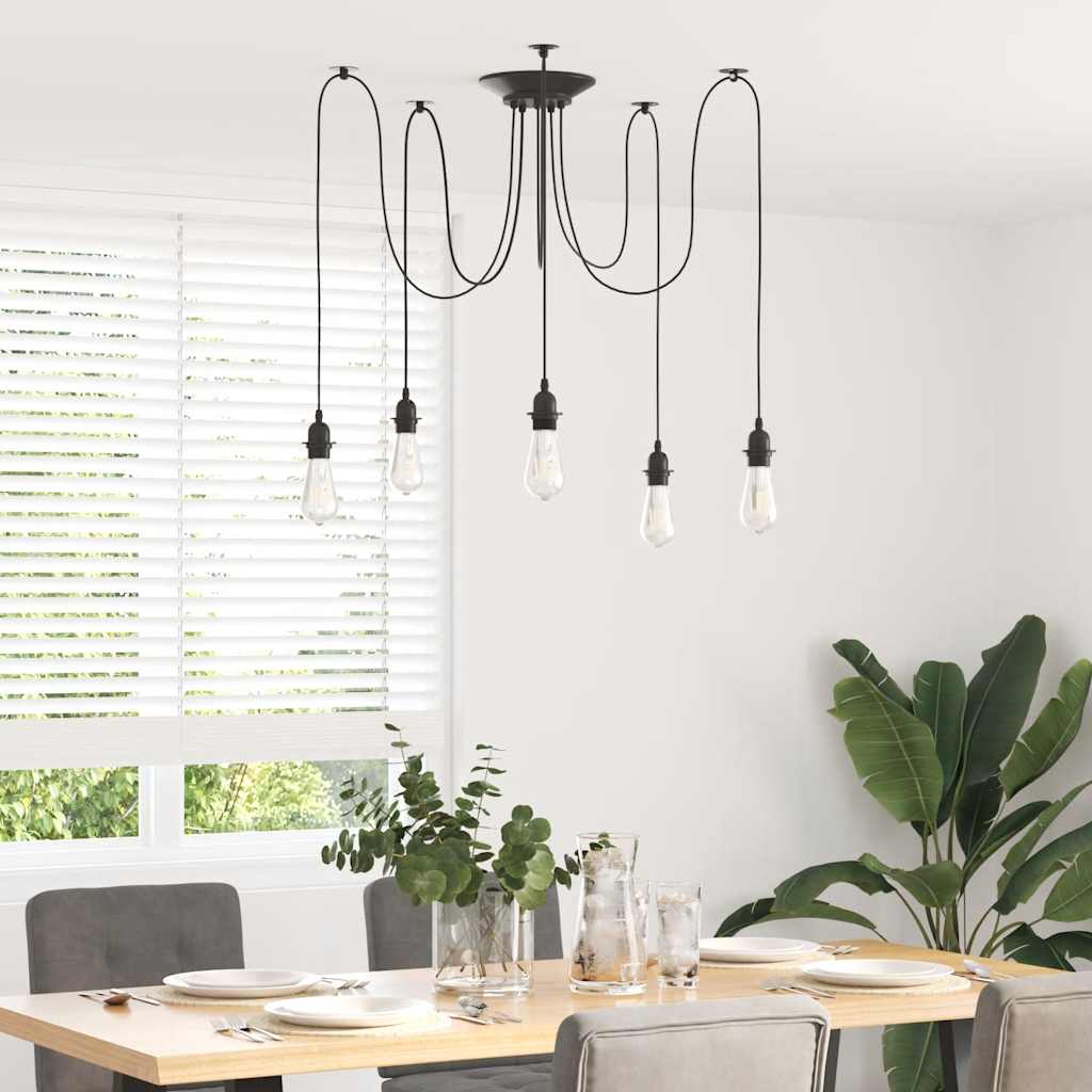 Hanglamp met 5 lamphouders E27 metaal zwart is nu te koop bij PeponiXL, paradijselijk wonen!