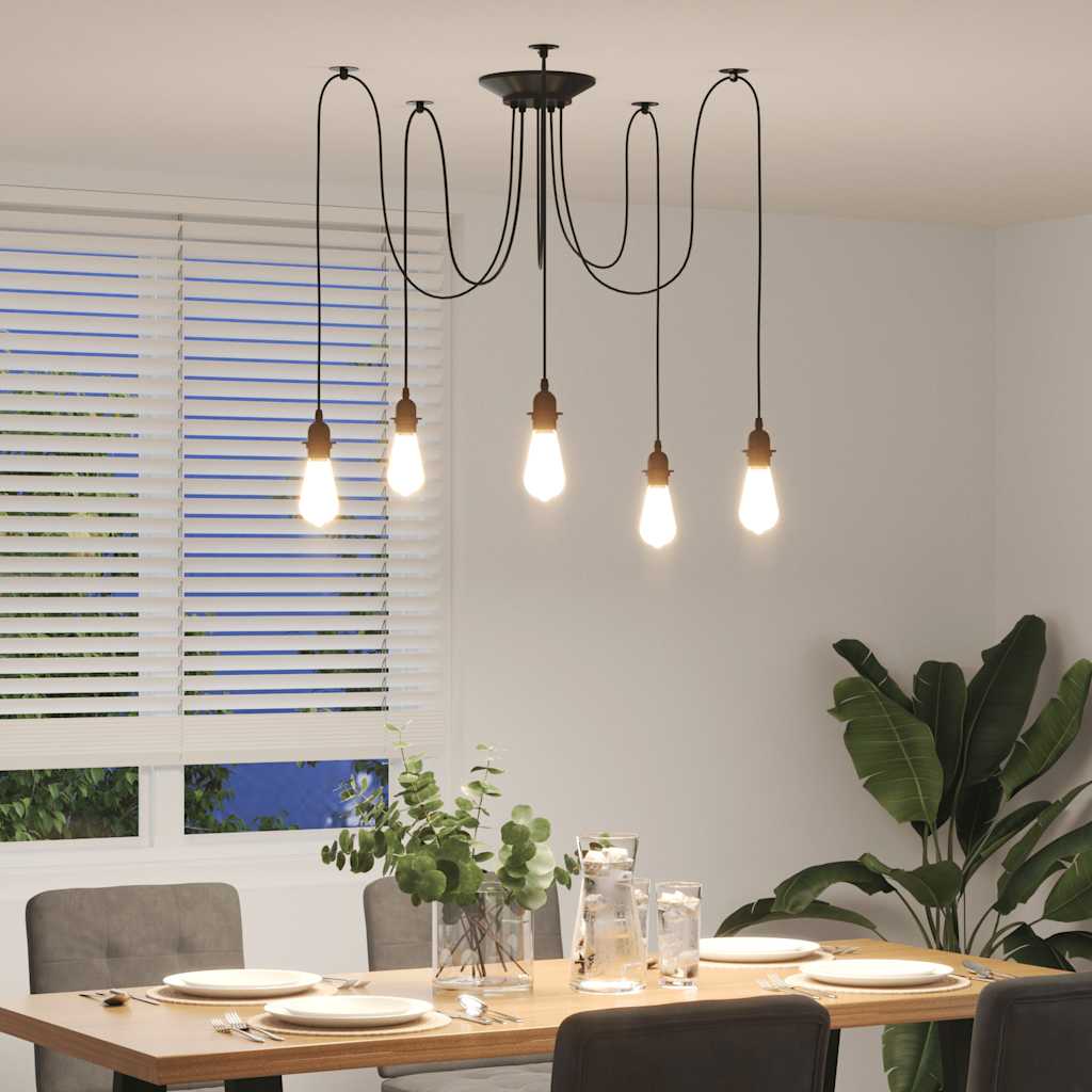 Hanglamp met 5 lamphouders E27 metaal zwart is nu te koop bij PeponiXL, paradijselijk wonen!