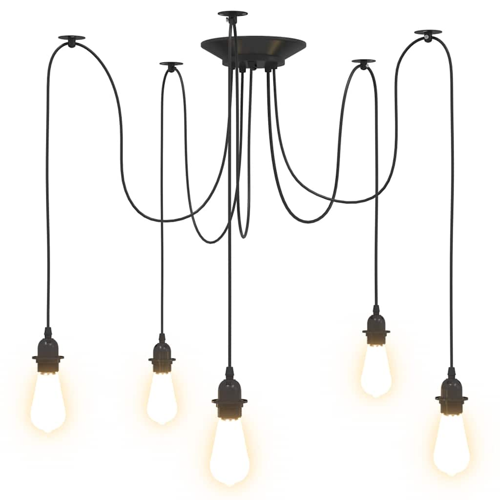 Hanglamp met 5 lamphouders E27 metaal zwart is nu te koop bij PeponiXL, paradijselijk wonen!