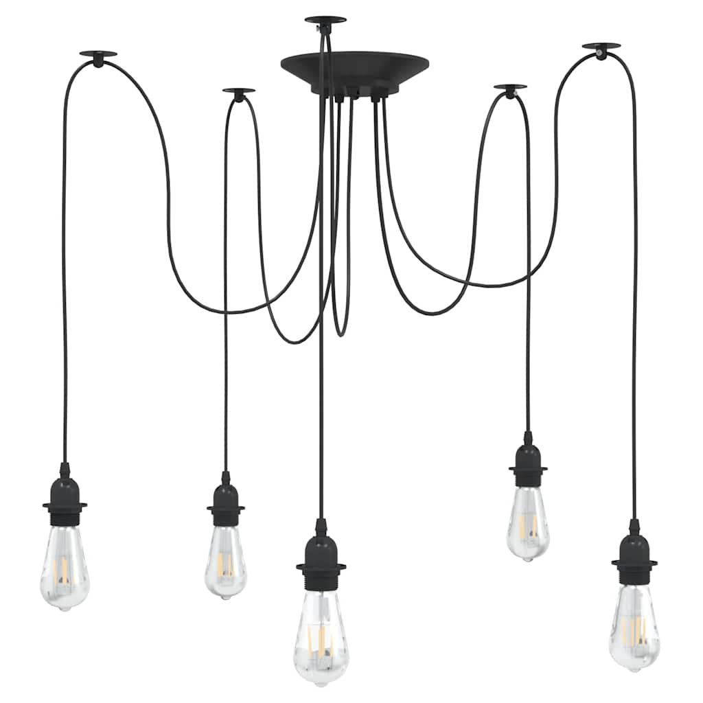 Hanglamp met 5 lamphouders E27 metaal zwart is nu te koop bij PeponiXL, paradijselijk wonen!