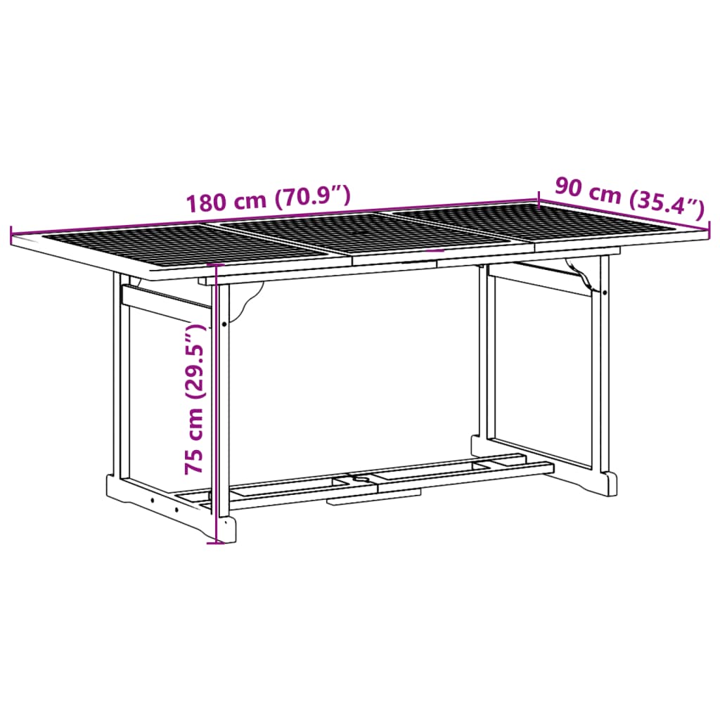 9-delige Tuinset 180x90x75 cm massief acaciahout is nu te koop bij PeponiXL, paradijselijk wonen!