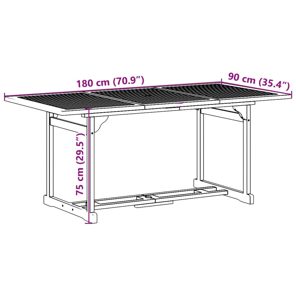 9-delige Tuinset 180x90x75 cm massief acaciahout is nu te koop bij PeponiXL, paradijselijk wonen!