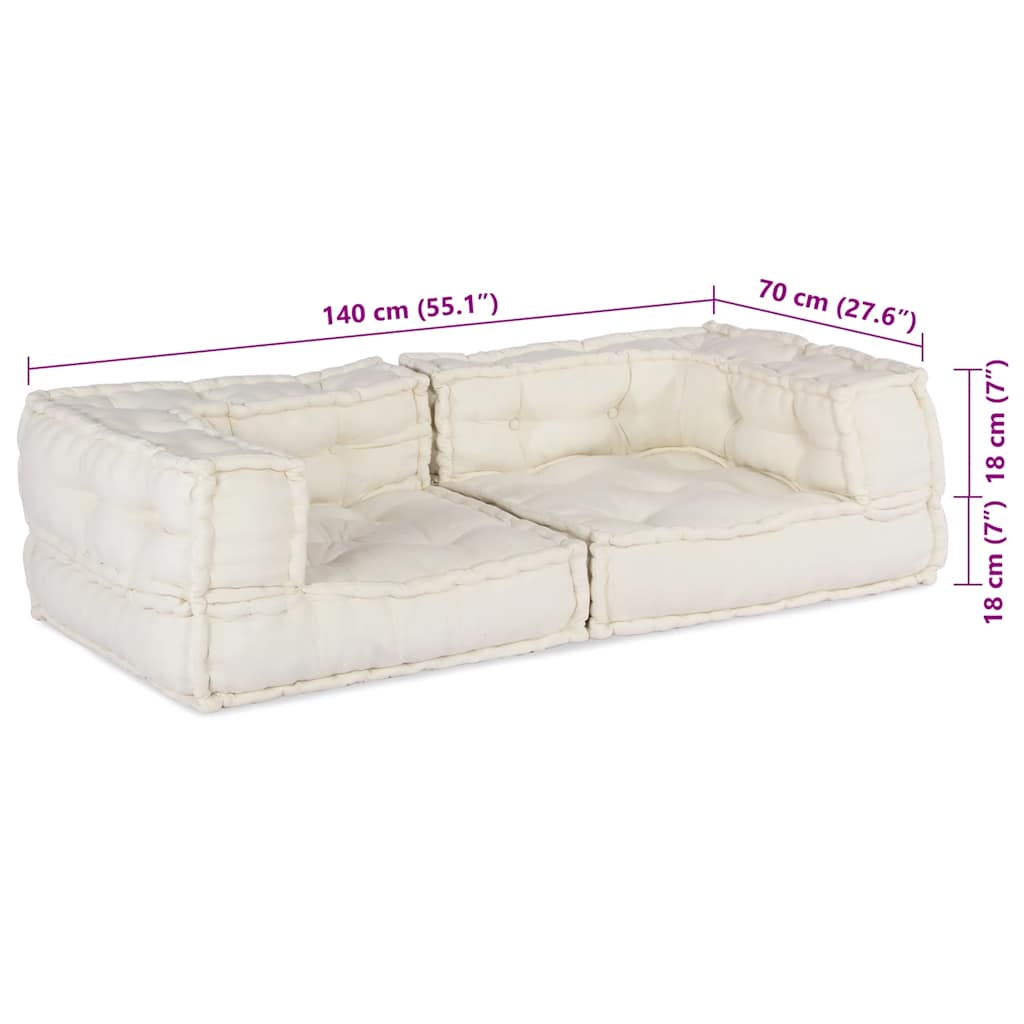 2-zits modulaire bank 140x70x36 crèmekleurig stof is nu te koop bij PeponiXL, paradijselijk wonen!