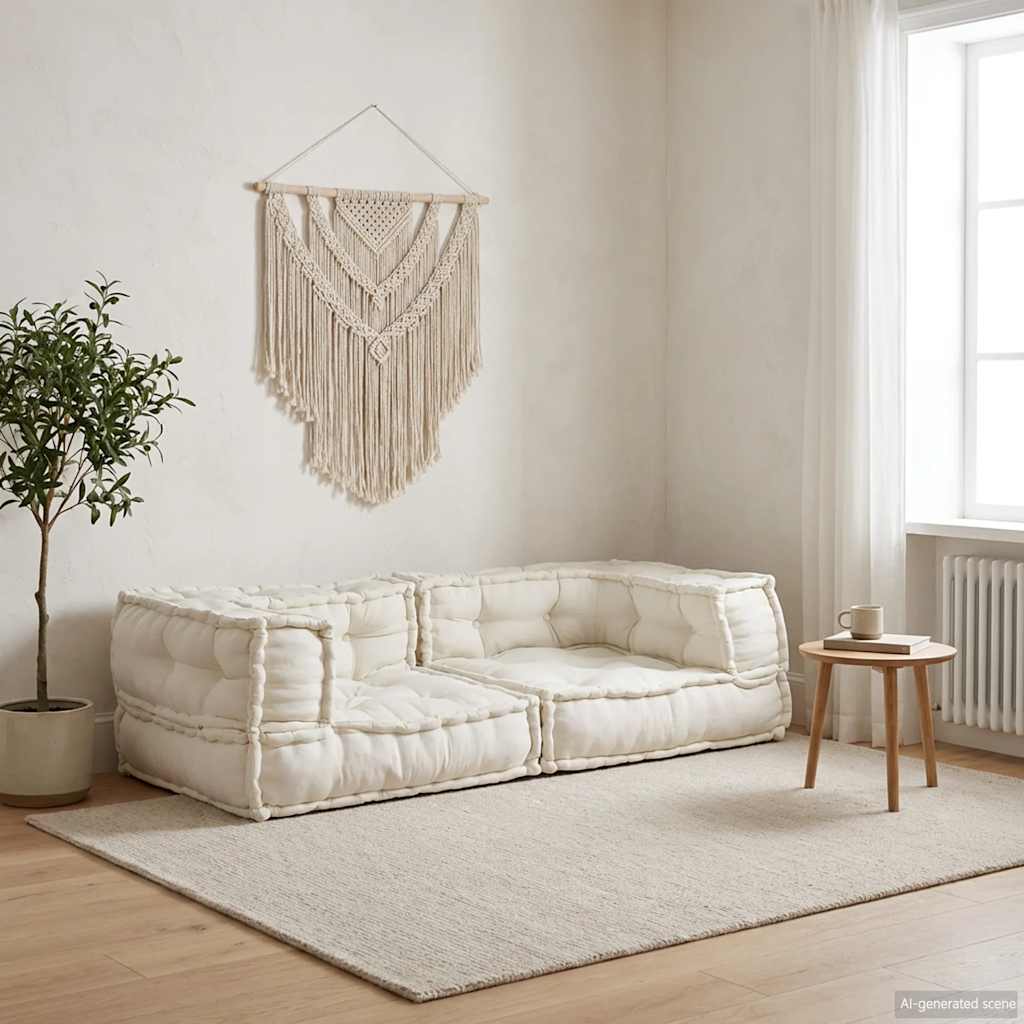 2-zits modulaire bank 140x70x36 crèmekleurig stof is nu te koop bij PeponiXL, paradijselijk wonen!