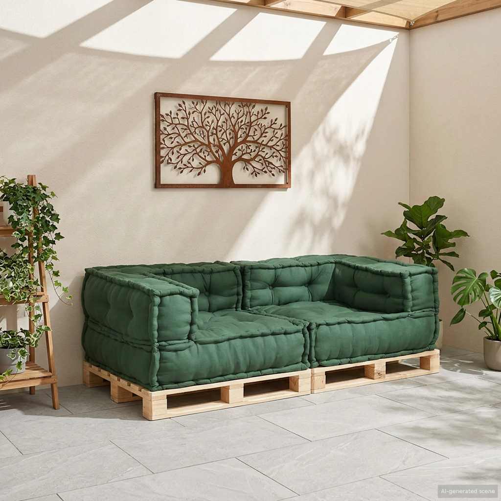 2-zits modulaire bank 140x70x36 stof groen is nu te koop bij PeponiXL, paradijselijk wonen!