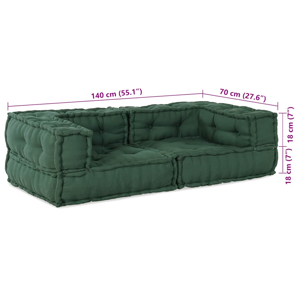 2-zits modulaire bank 140x70x36 stof groen is nu te koop bij PeponiXL, paradijselijk wonen!