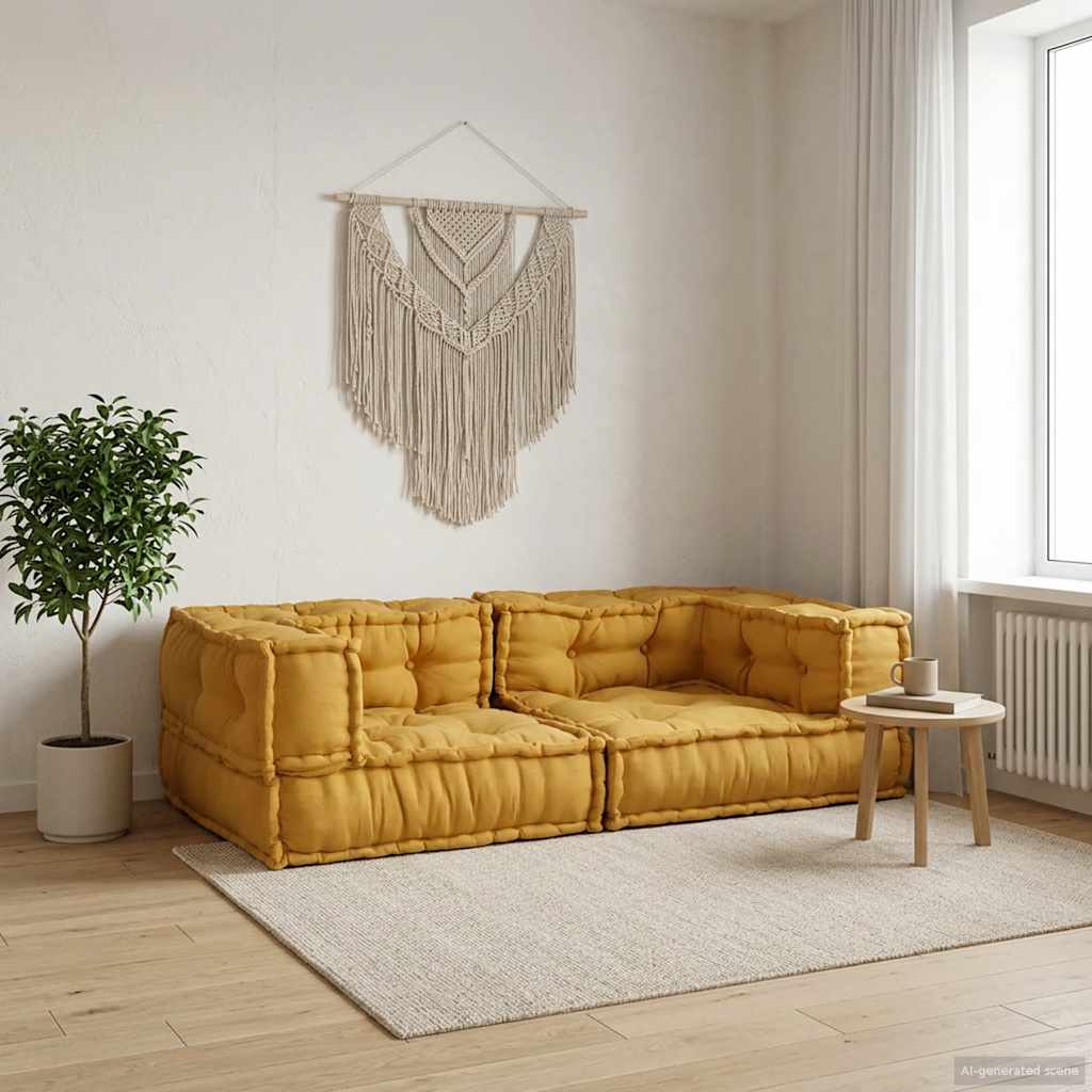 2-zits modulaire bank 140x70x36 stof geel is nu te koop bij PeponiXL, paradijselijk wonen!