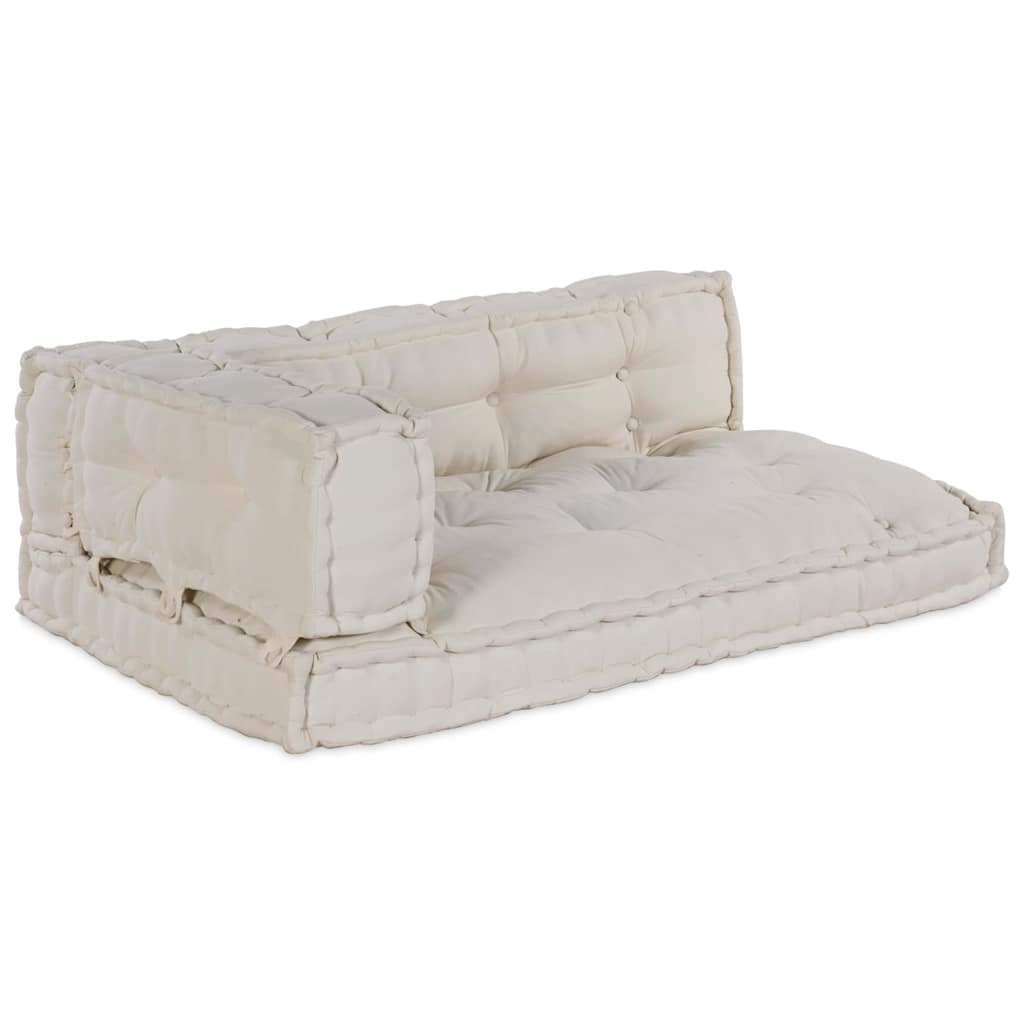 Pallet Sofa Kussen 3 pcs Crèmekleurig 120 x 80 x 34 cm Stof is nu te koop bij PeponiXL, paradijselijk wonen!