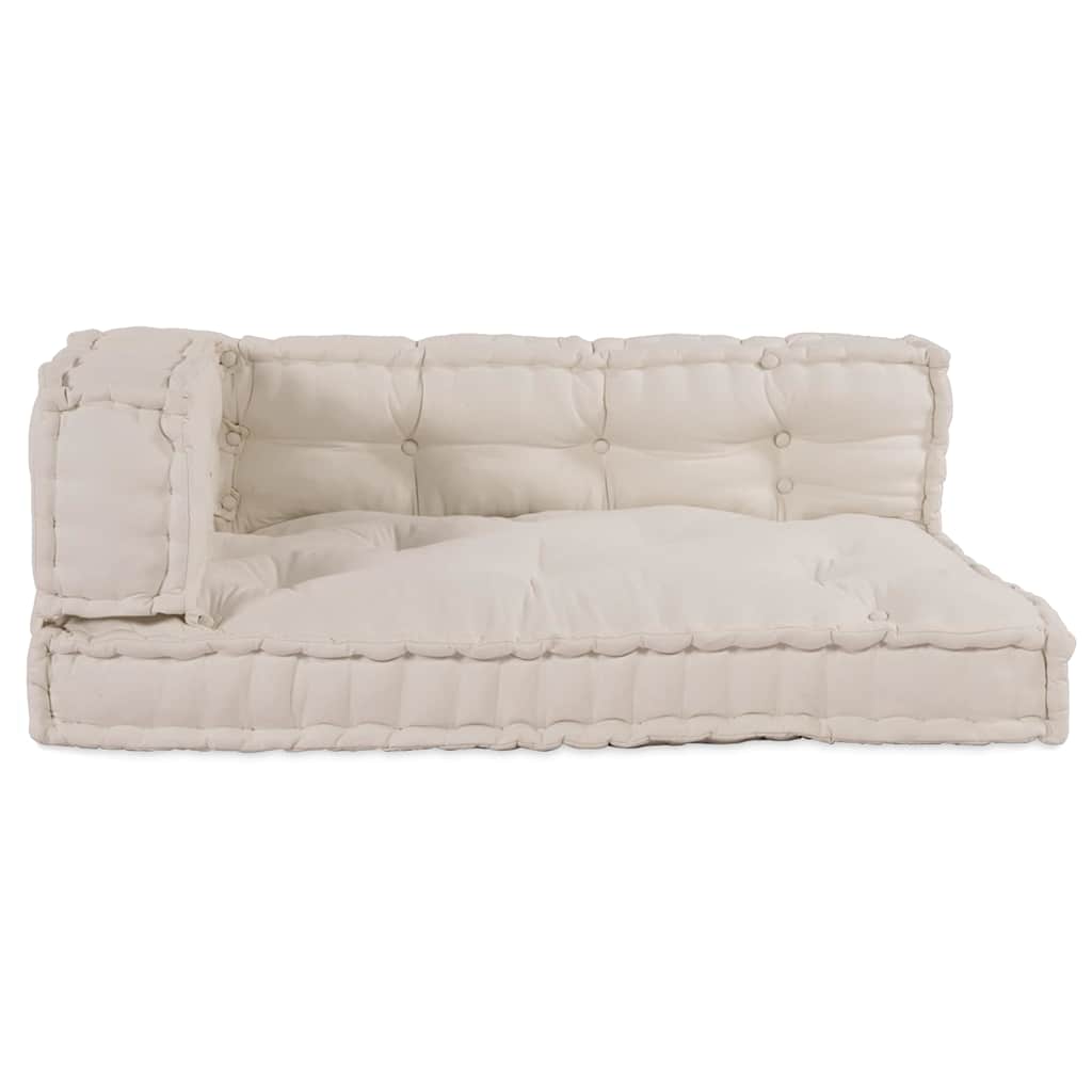 Pallet Sofa Kussen 3 pcs Crèmekleurig 120 x 80 x 34 cm Stof is nu te koop bij PeponiXL, paradijselijk wonen!
