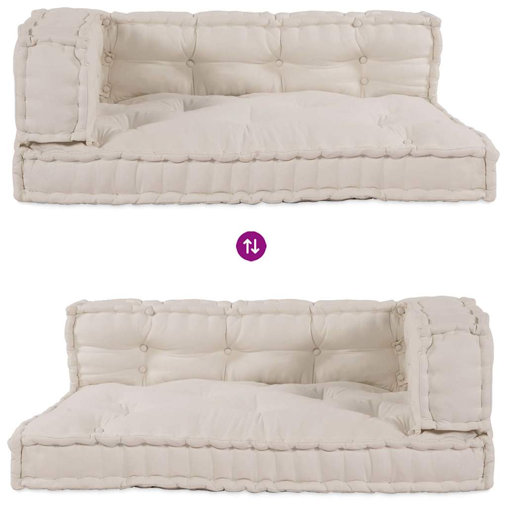 Pallet Sofa Kussen 3 pcs Crèmekleurig 120 x 80 x 34 cm Stof is nu te koop bij PeponiXL, paradijselijk wonen!