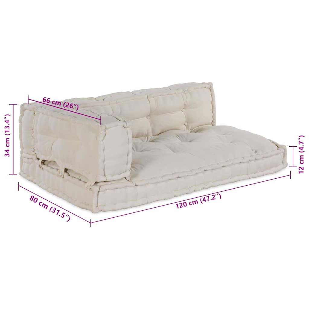 Pallet Sofa Kussen 3 pcs Crèmekleurig 120 x 80 x 34 cm Stof is nu te koop bij PeponiXL, paradijselijk wonen!