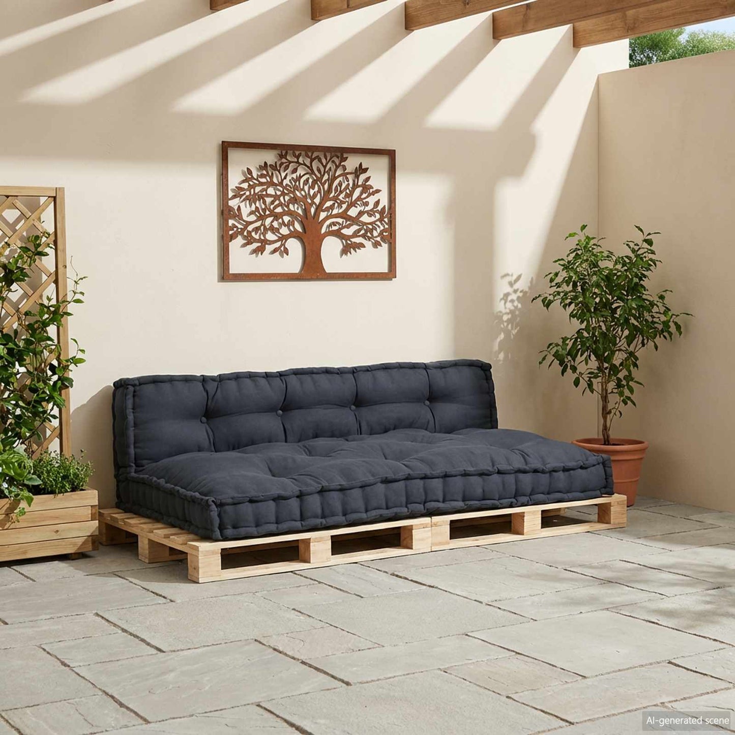 Pallet Sofa Kussen 2 pcs Antracietkleurig 120 x 80 x 38 cm Stof is nu te koop bij PeponiXL, paradijselijk wonen!