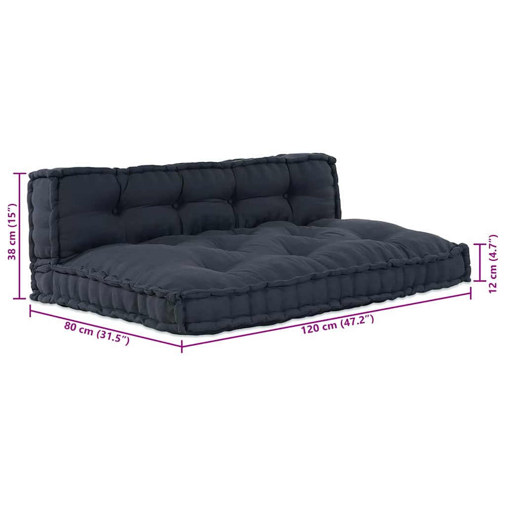 Pallet Sofa Kussen 2 pcs Antracietkleurig 120 x 80 x 38 cm Stof is nu te koop bij PeponiXL, paradijselijk wonen!