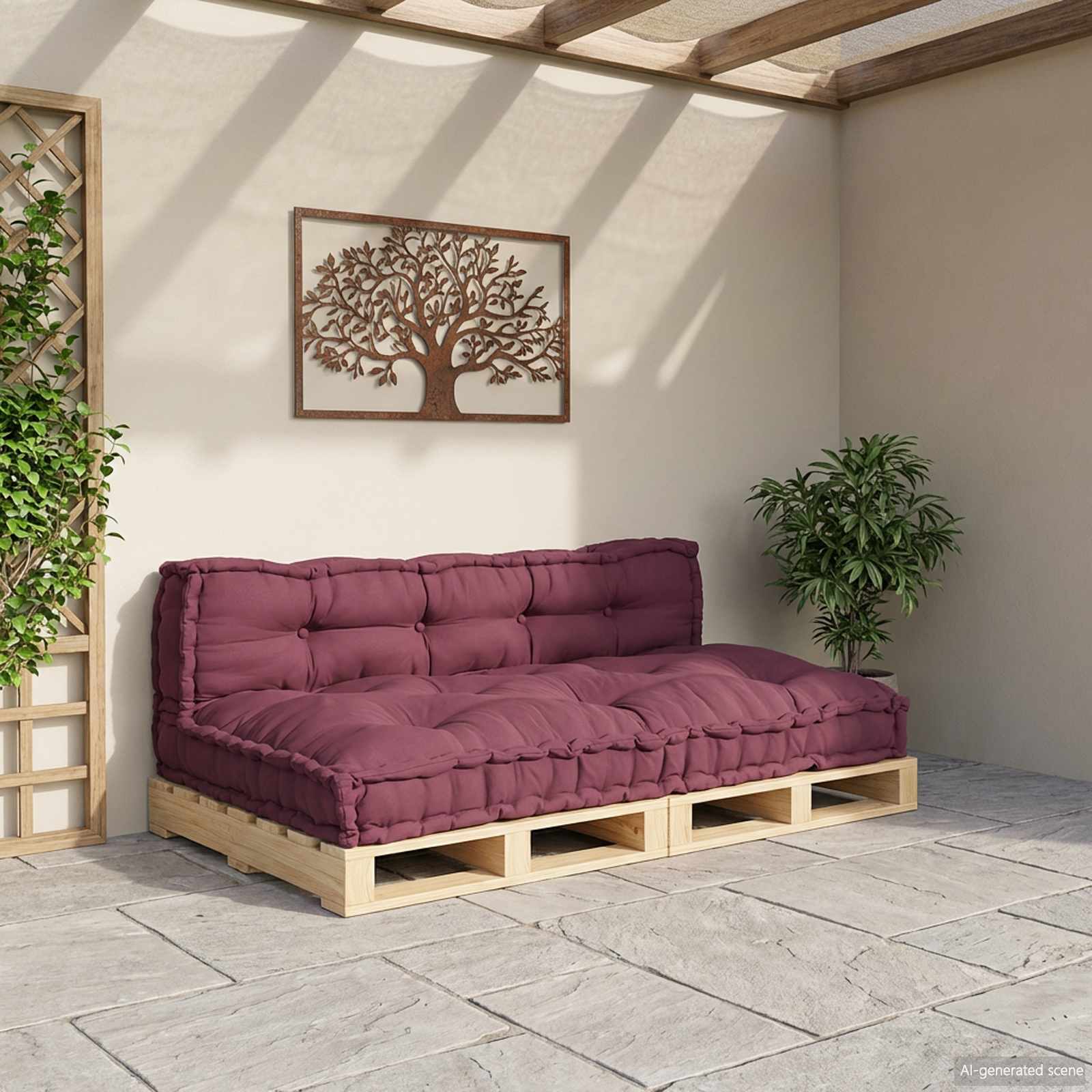 Pallet Sofa Kussen 2 pcs Bordeaux 120 x 80 x 38 cm Stof is nu te koop bij PeponiXL, paradijselijk wonen!