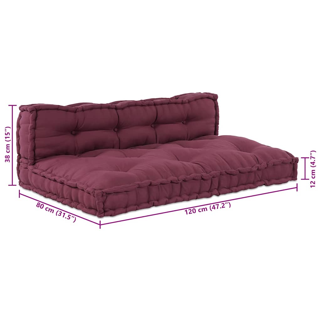 Pallet Sofa Kussen 2 pcs Bordeaux 120 x 80 x 38 cm Stof is nu te koop bij PeponiXL, paradijselijk wonen!