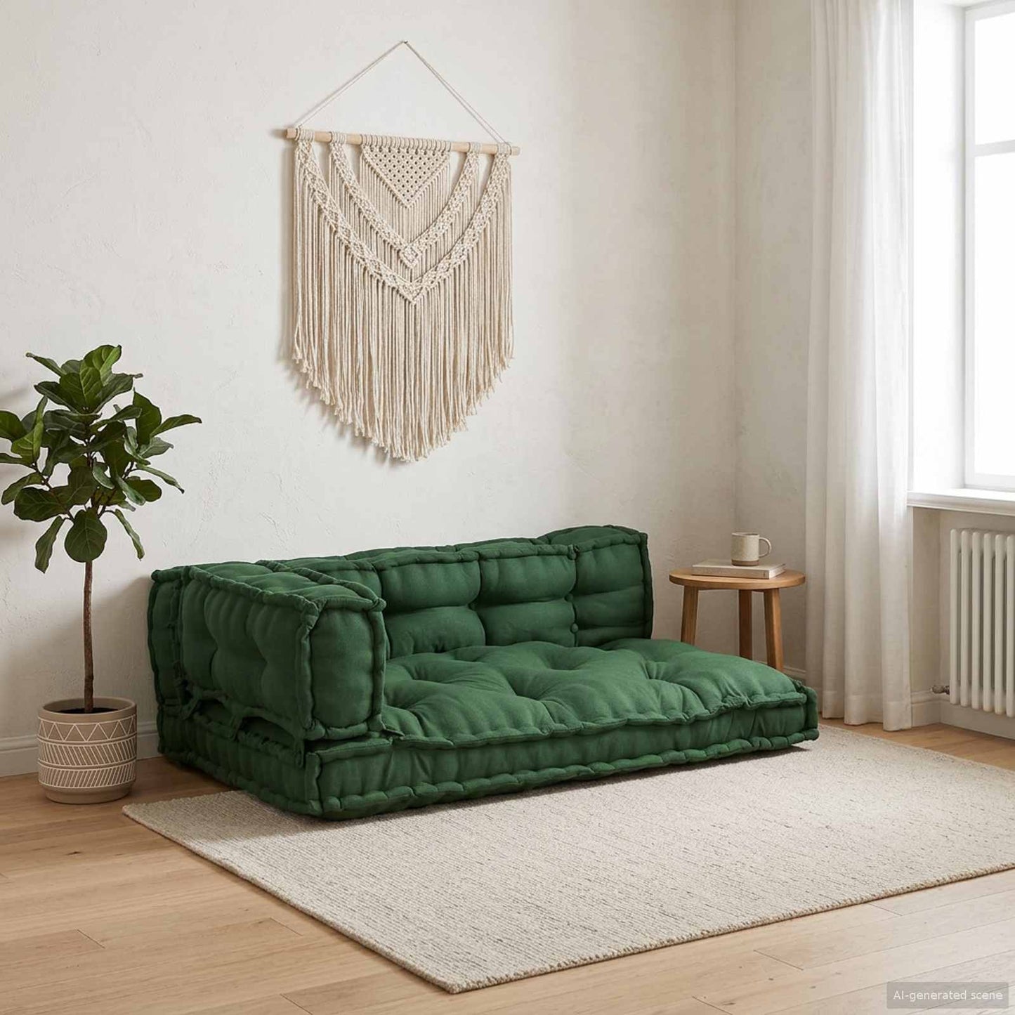 Pallet Sofa Kussen 3 pcs Groen 120 x 80 x 38 cm Stof is nu te koop bij PeponiXL, paradijselijk wonen!
