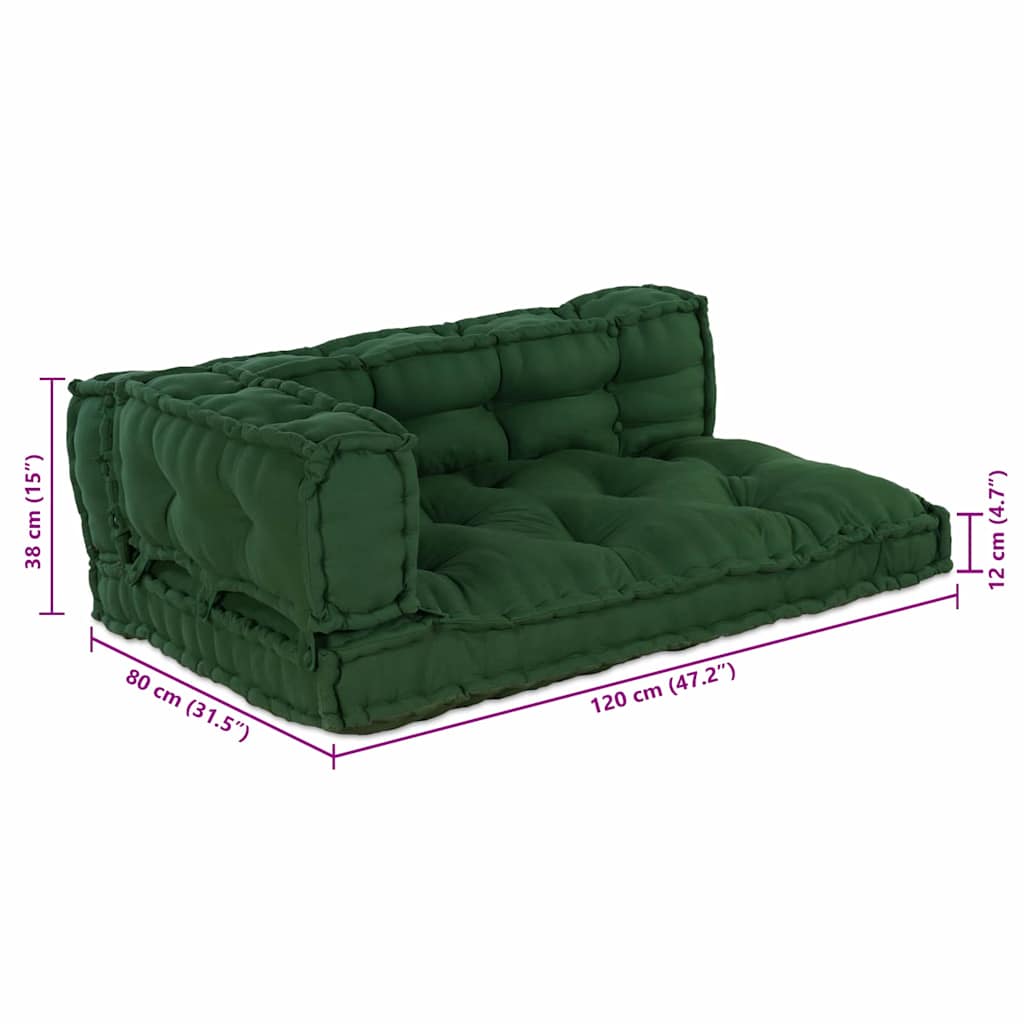Pallet Sofa Kussen 3 pcs Groen 120 x 80 x 38 cm Stof is nu te koop bij PeponiXL, paradijselijk wonen!
