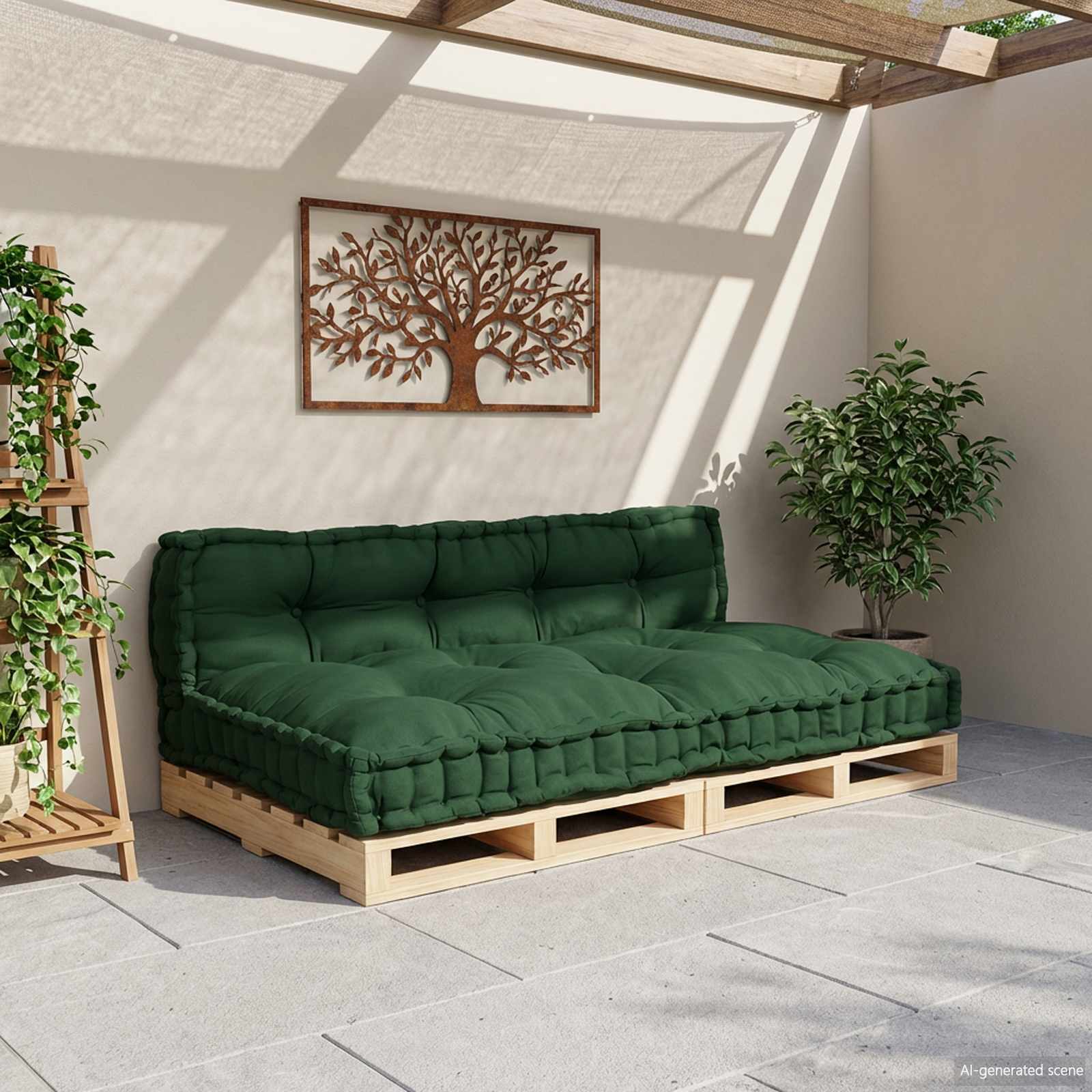 Pallet Sofa Kussen 2 pcs Groen 120 x 80 x 38 cm Stof is nu te koop bij PeponiXL, paradijselijk wonen!