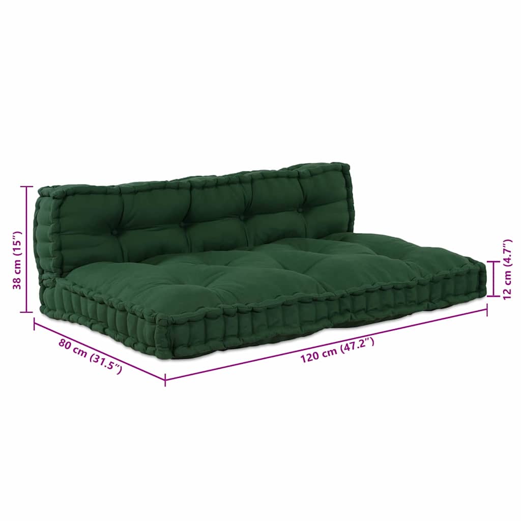 Pallet Sofa Kussen 2 pcs Groen 120 x 80 x 38 cm Stof is nu te koop bij PeponiXL, paradijselijk wonen!