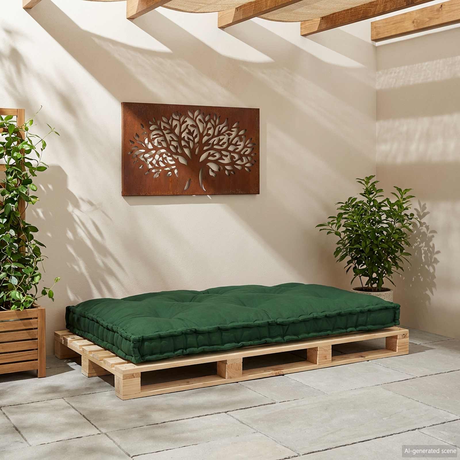 Pallet Sofa Kussen Groen 120 x 80 x 12 cm Stof is nu te koop bij PeponiXL, paradijselijk wonen!