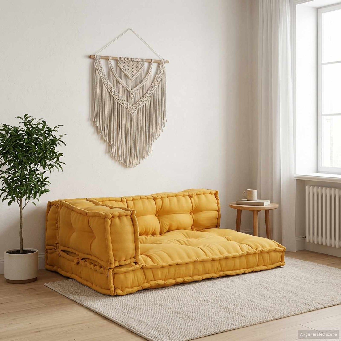 Pallet Sofa Kussen 3 pcs Geel 120 x 80 x 38 cm Stof is nu te koop bij PeponiXL, paradijselijk wonen!