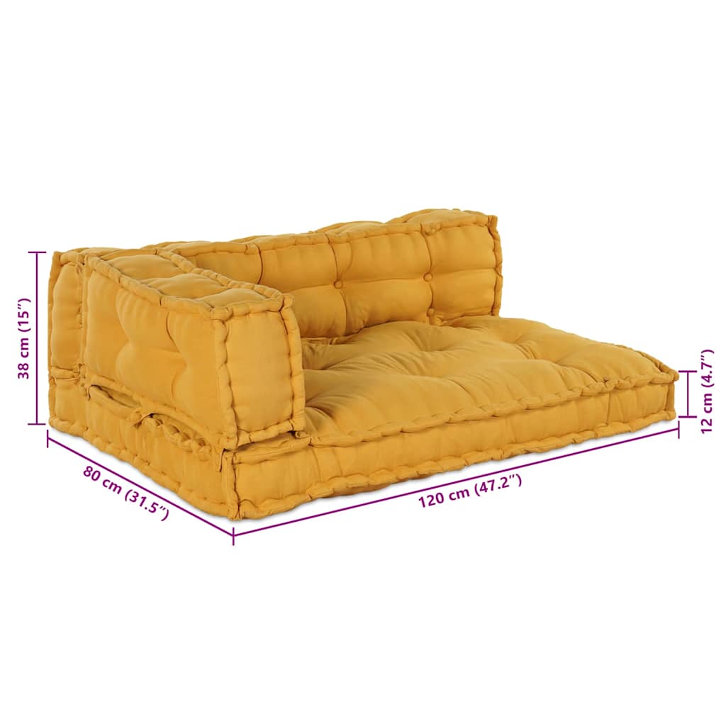 Pallet Sofa Kussen 3 pcs Geel 120 x 80 x 38 cm Stof is nu te koop bij PeponiXL, paradijselijk wonen!