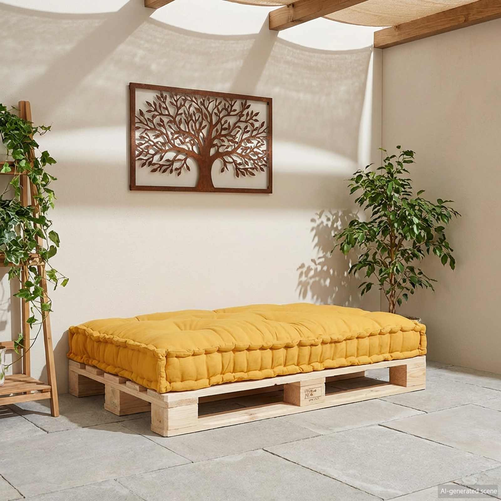Pallet Sofa Kussen Geel 120 x 80 x 12 cm Stof is nu te koop bij PeponiXL, paradijselijk wonen!