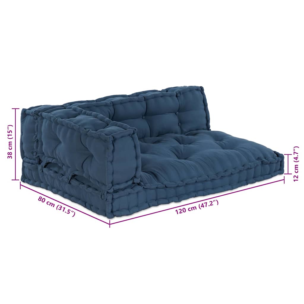 Pallet Sofa Kussen 3 pcs Indigo 120 x 80 x 38 cm Stof is nu te koop bij PeponiXL, paradijselijk wonen!