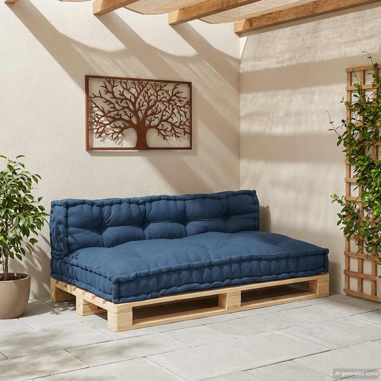 Pallet Sofa Kussen 2 pcs Indigo 120 x 80 x 38 cm Stof is nu te koop bij PeponiXL, paradijselijk wonen!