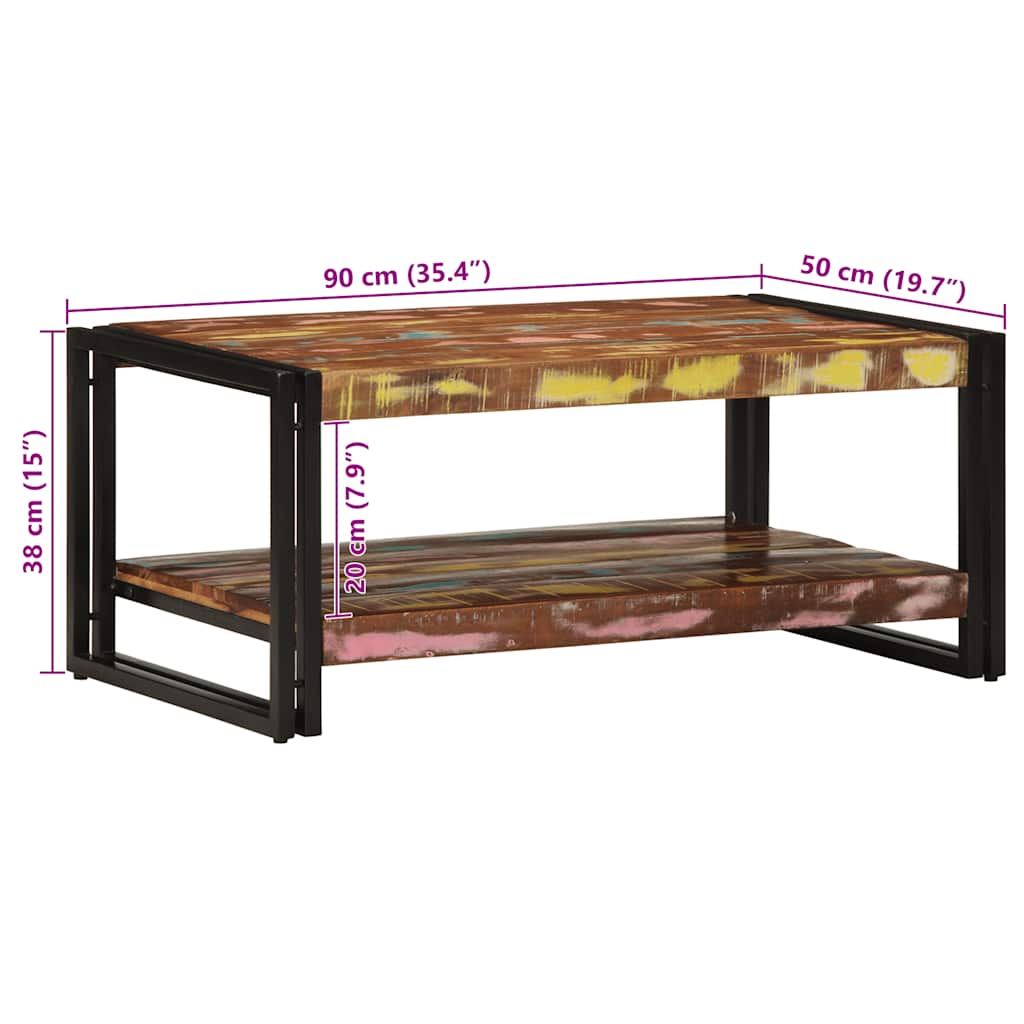 Salontafel 90x50x38 cm massief gerecycled hout meerkleurig is nu te koop bij PeponiXL, paradijselijk wonen!