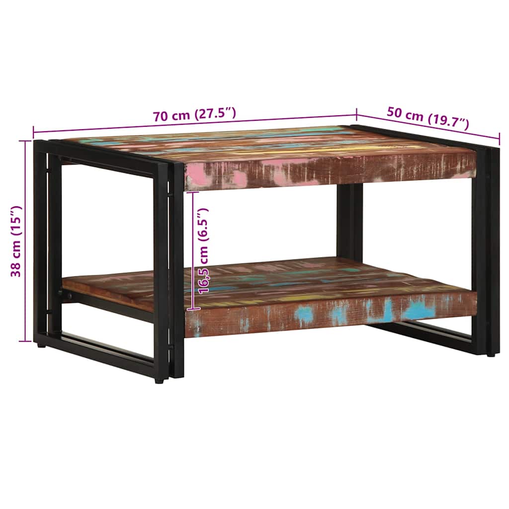 Salontafel 70x50x38 cm massief gerecycled hout meerkleurig is nu te koop bij PeponiXL, paradijselijk wonen!