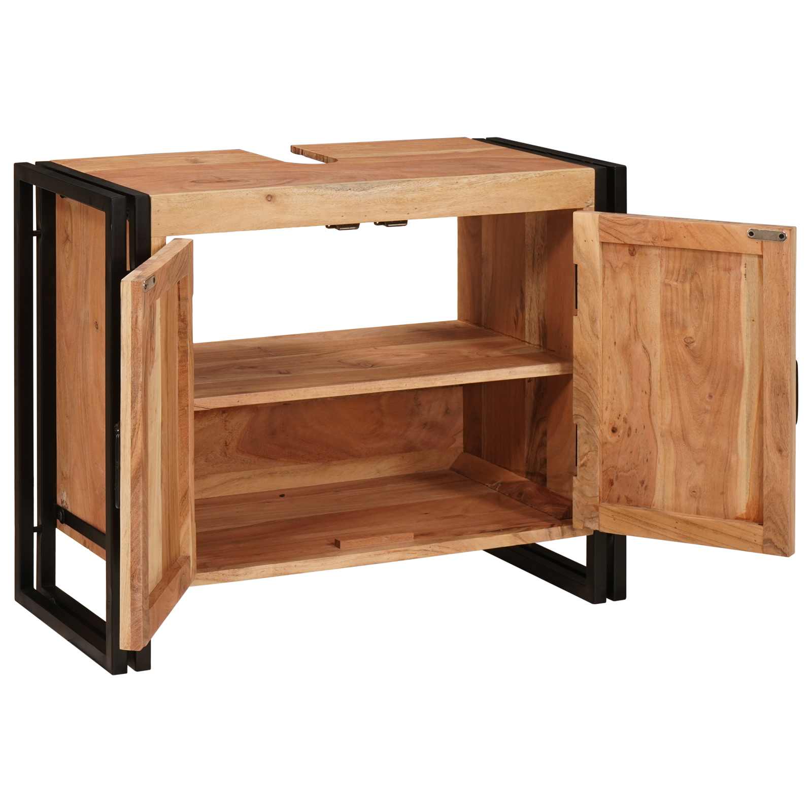 Wastafelkast met plank Bruin 71 x 33 x 58 cm Massief Acaciahout is nu te koop bij PeponiXL, paradijselijk wonen!