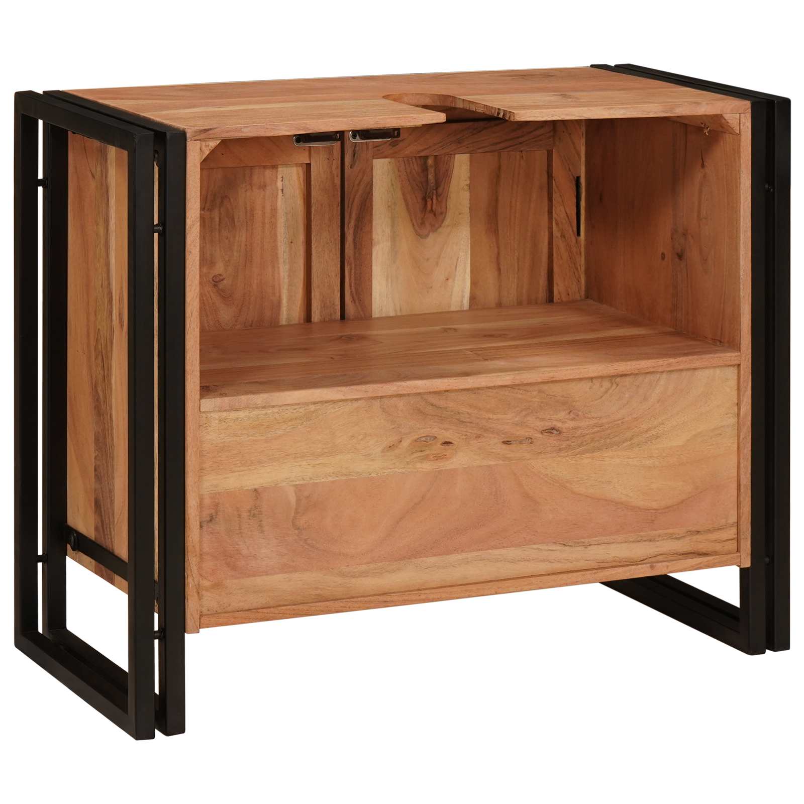 Wastafelkast met plank Bruin 71 x 33 x 58 cm Massief Acaciahout is nu te koop bij PeponiXL, paradijselijk wonen!