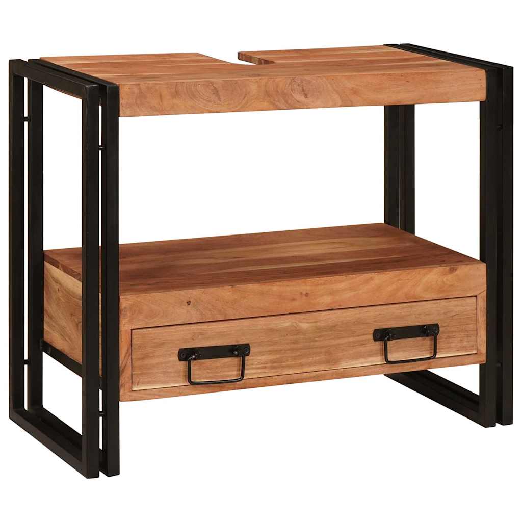 Wastafel Kast met lade Bruin 71 x 33 x 58 cm Massief Acaciahout is nu te koop bij PeponiXL, paradijselijk wonen!