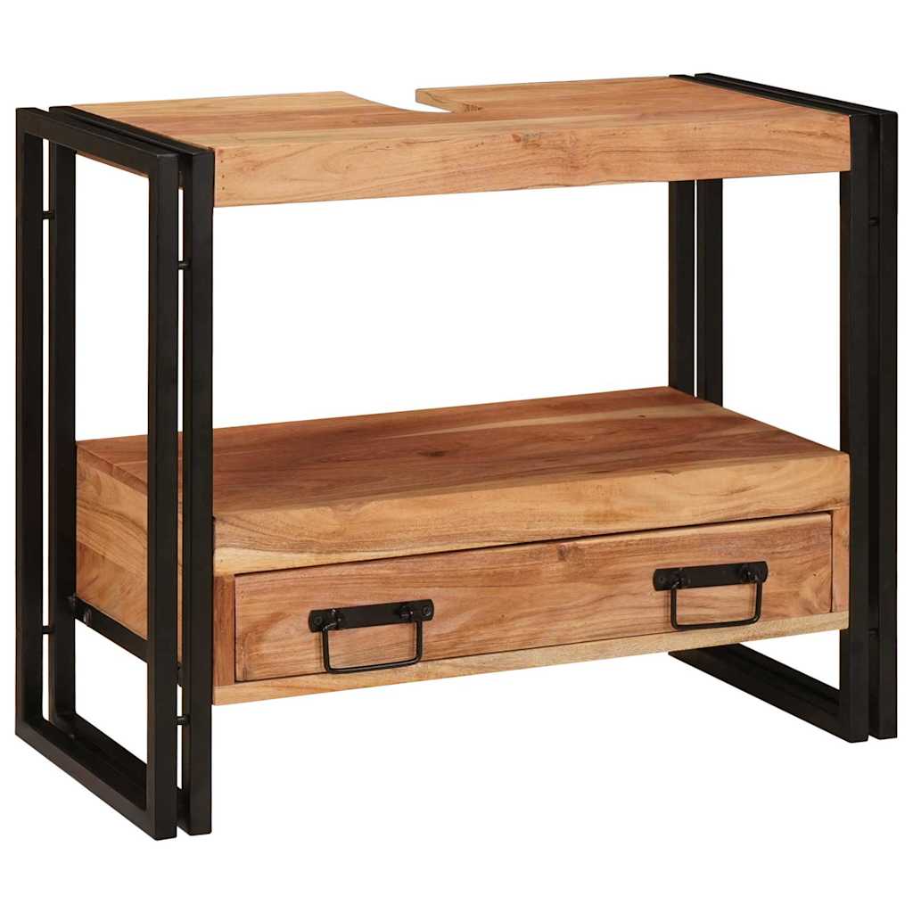 Wastafel Kast met lade Bruin 71 x 33 x 58 cm Massief Acaciahout is nu te koop bij PeponiXL, paradijselijk wonen!