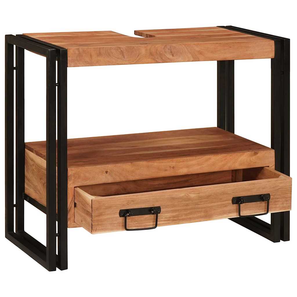 Wastafel Kast met lade Bruin 71 x 33 x 58 cm Massief Acaciahout is nu te koop bij PeponiXL, paradijselijk wonen!