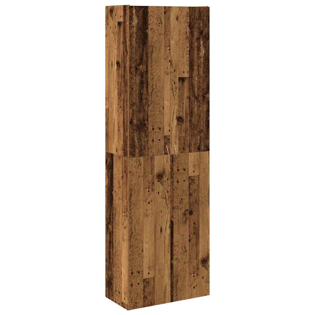 Hoge kast 60x32x190 cm bewerkt hout oud houtkleurig is nu te koop bij PeponiXL, paradijselijk wonen!