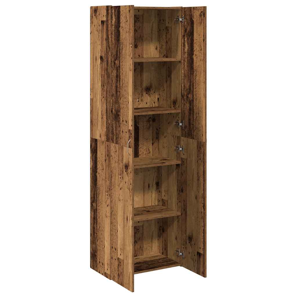 Hoge kast 60x32x190 cm bewerkt hout oud houtkleurig is nu te koop bij PeponiXL, paradijselijk wonen!