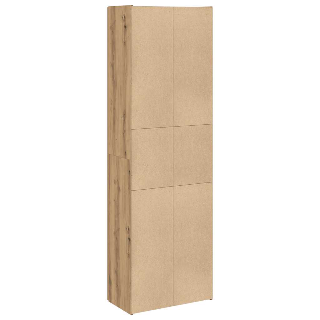 Hoge kast 60x32x190 cm bewerkt hout artisanaal eikenkleur is nu te koop bij PeponiXL, paradijselijk wonen!