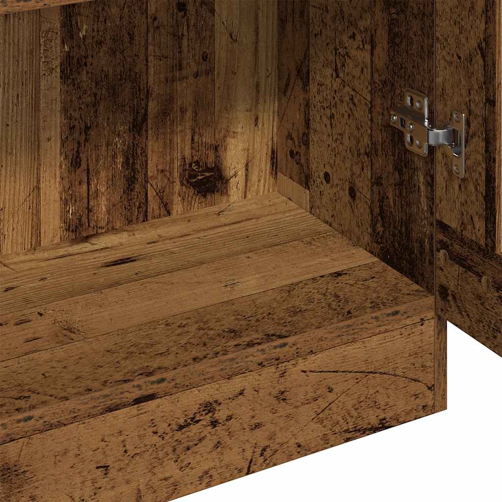 Hoge kast 82,5x30,5x185 cm bewerkt hout oud houtkleurig is nu te koop bij PeponiXL, paradijselijk wonen!