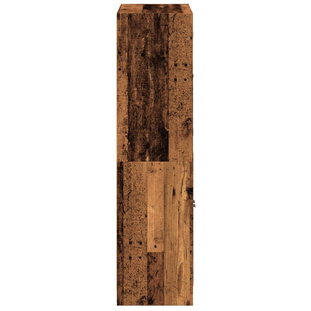 Hoge kast met deuren 68x37x142 cm bewerkt hout oud houtkleurig is nu te koop bij PeponiXL, paradijselijk wonen!