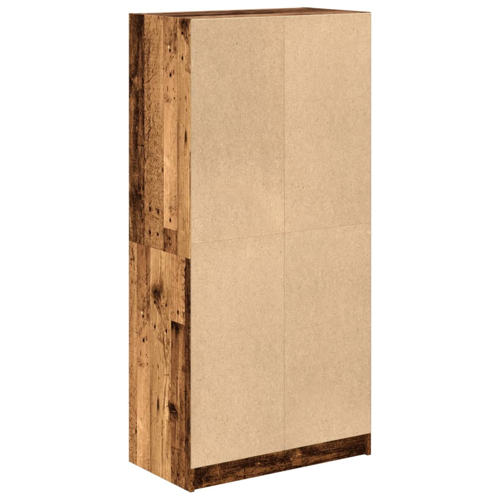 Hoge kast met deuren 68x37x142 cm bewerkt hout oud houtkleurig is nu te koop bij PeponiXL, paradijselijk wonen!