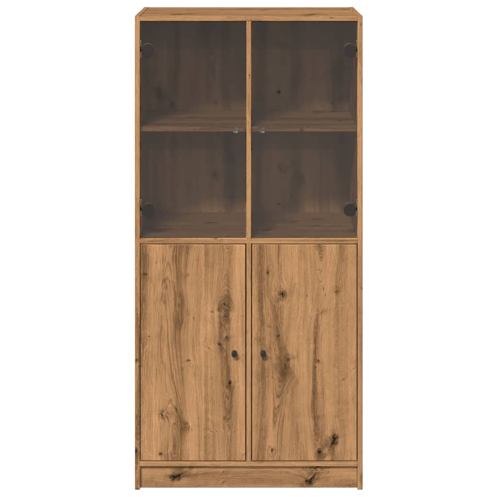 Hoge kast met deuren 68x37x142 cm bewerkt hout artisanaal eiken is nu te koop bij PeponiXL, paradijselijk wonen!