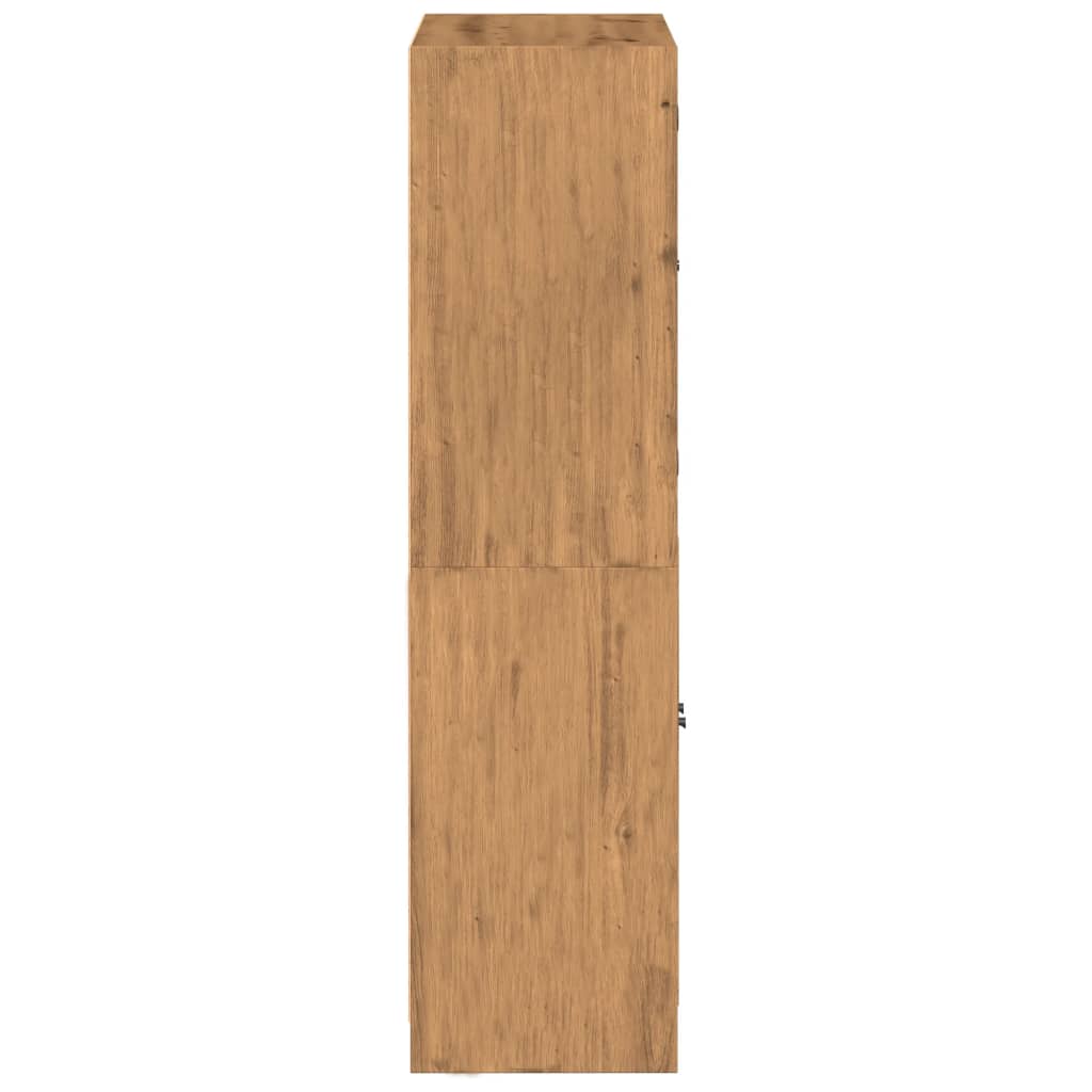 Hoge kast met deuren 68x37x142 cm bewerkt hout artisanaal eiken is nu te koop bij PeponiXL, paradijselijk wonen!