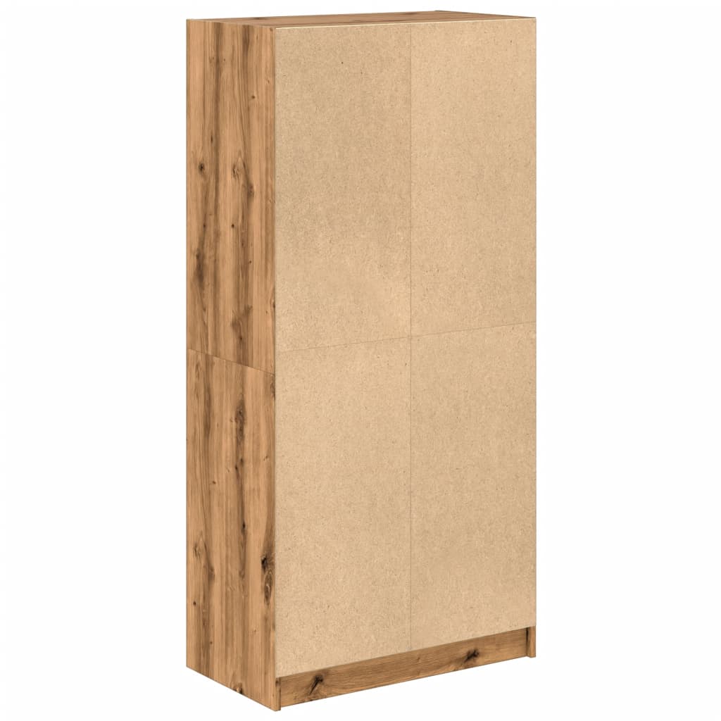 Hoge kast met deuren 68x37x142 cm bewerkt hout artisanaal eiken is nu te koop bij PeponiXL, paradijselijk wonen!