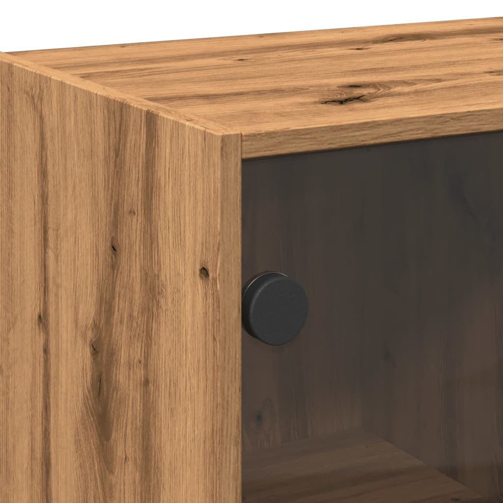 Hoge kast met deuren 68x37x142 cm bewerkt hout artisanaal eiken is nu te koop bij PeponiXL, paradijselijk wonen!