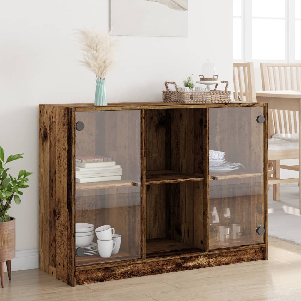 Dressoir 102x37x75,5 cm bewerkt hout oud houtkleurig is nu te koop bij PeponiXL, paradijselijk wonen!