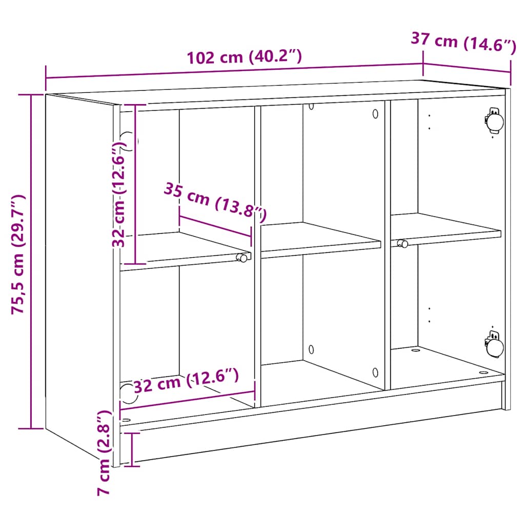 Dressoir 102x37x75,5 cm bewerkt hout artisanaal eikenkleurig is nu te koop bij PeponiXL, paradijselijk wonen!